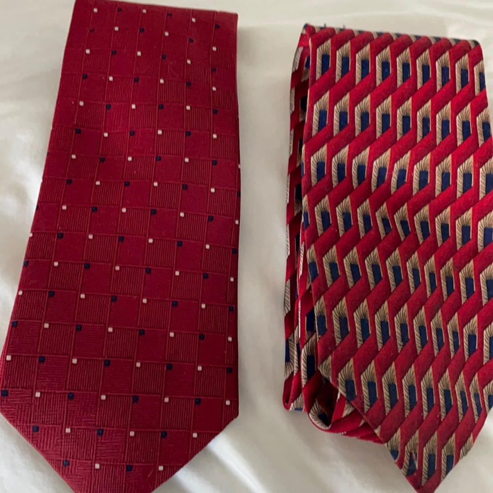Red poly pattern ties